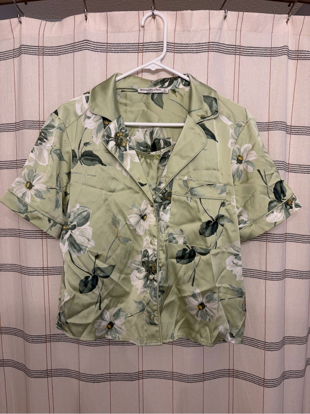 Abercrombie & Fitch Satin Light Green Floral PJ Set